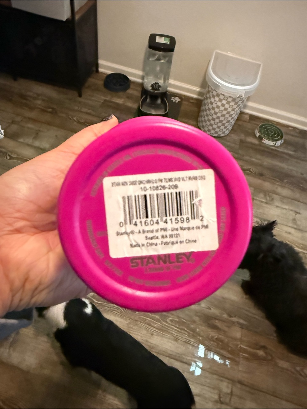 Stanley Hot Pink Tumbler with Neon Yellow Logo and Clear blue lid - Picture 3 of 8